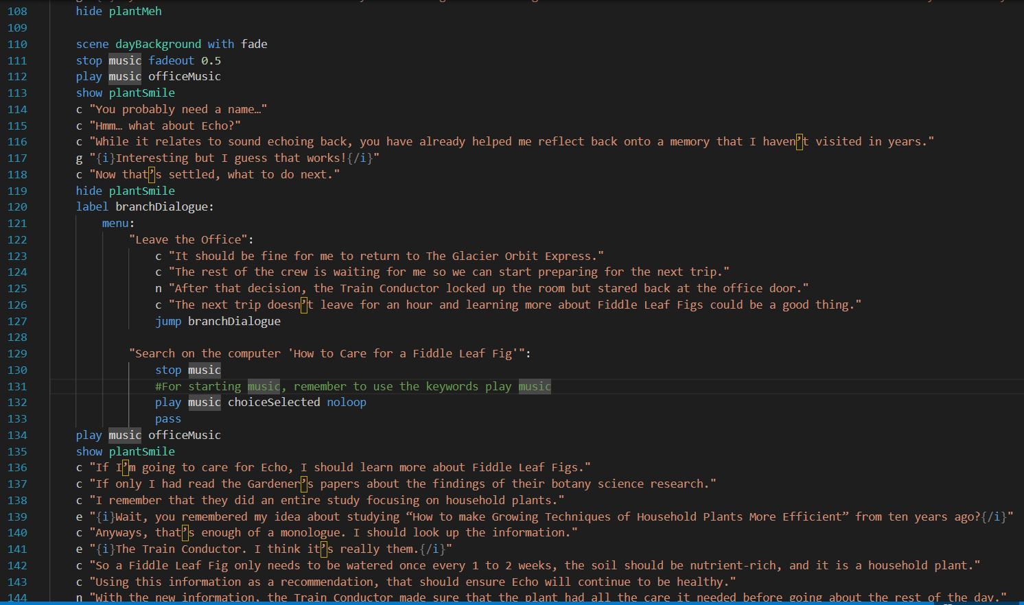 Code Example of Growing Echoes of Dreams